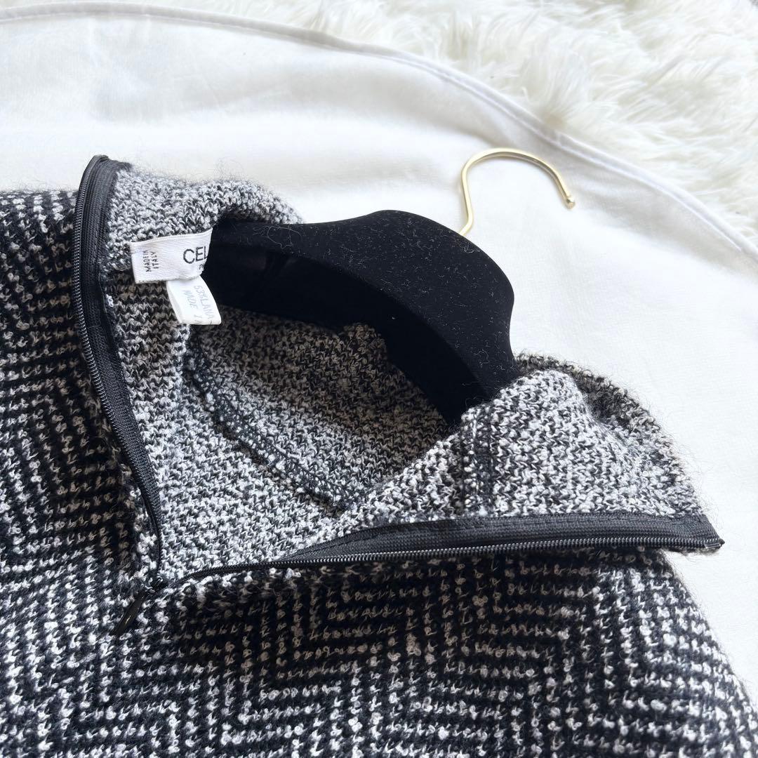 極美品*セリーヌ ニット ハイネック ミニワンピース チュニック ヘンリーボーン