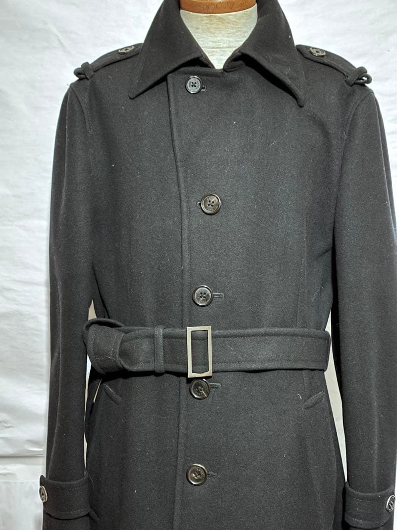 EPOCA UOMOブラック チェスター 厚手　羊毛100 コート ベルト付き