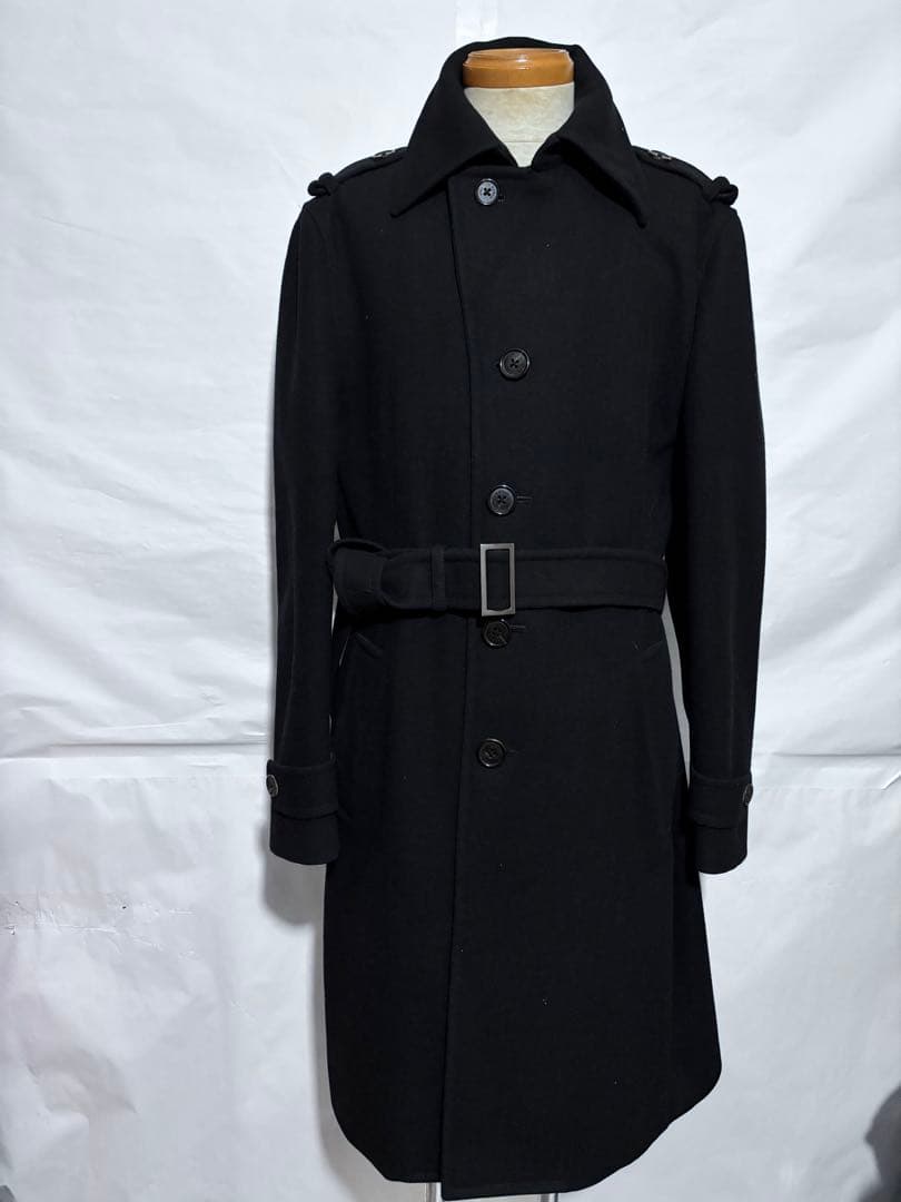 EPOCA UOMOブラック チェスター 厚手　羊毛100 コート ベルト付き