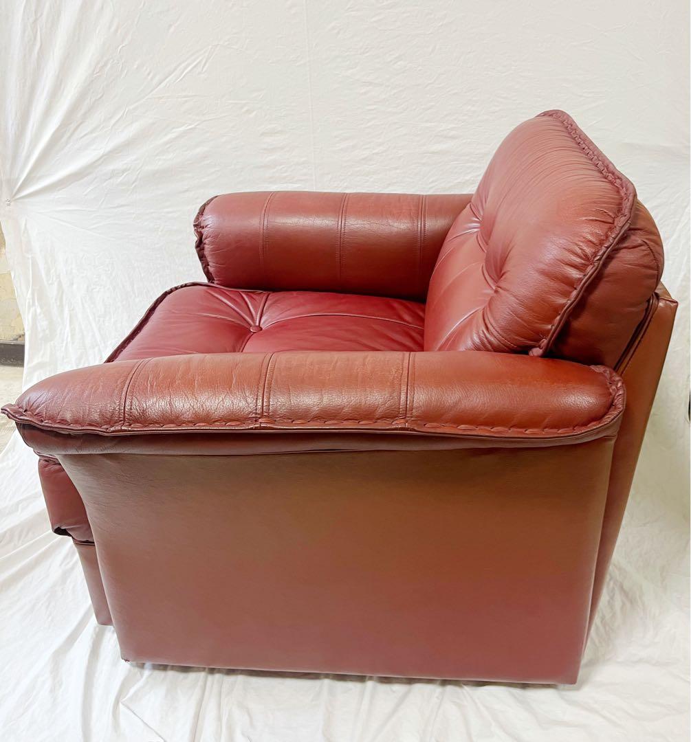 『富士ファニチャー』FUJI FURNITUR ヴィンテージ　レザーソファ　本革