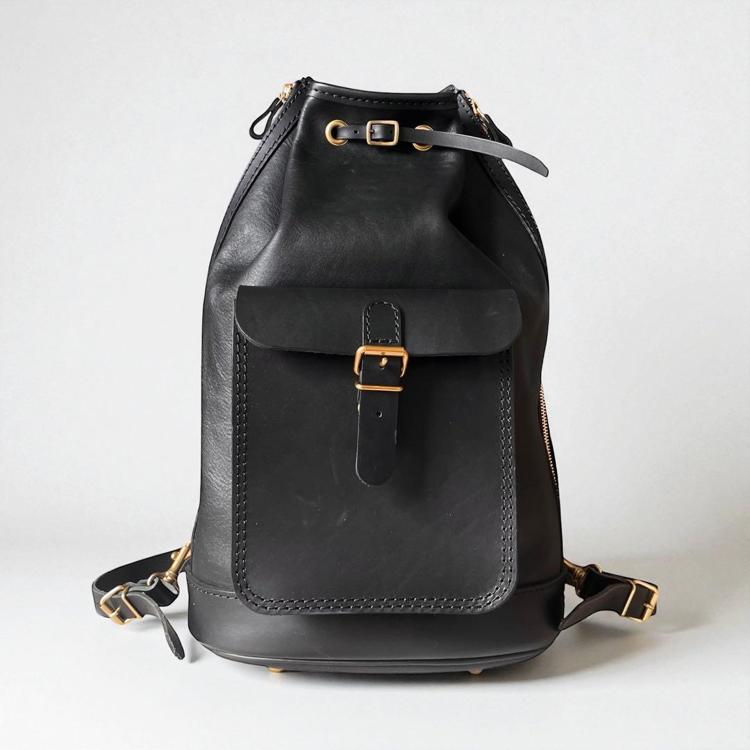 《未使用品》HERZ ヘルツ リュック 日本製 本革 レザー ブラック 黒系