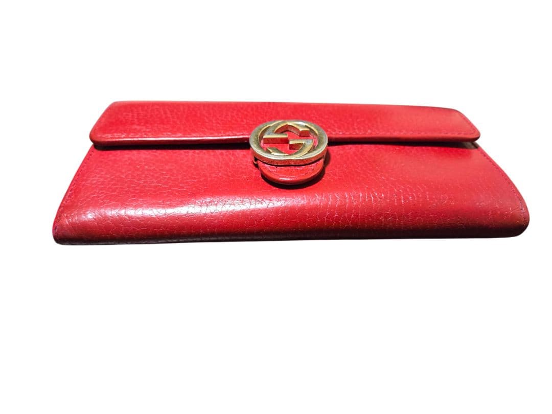 GUCCI　615524　インターロッキング　長財布　レッド