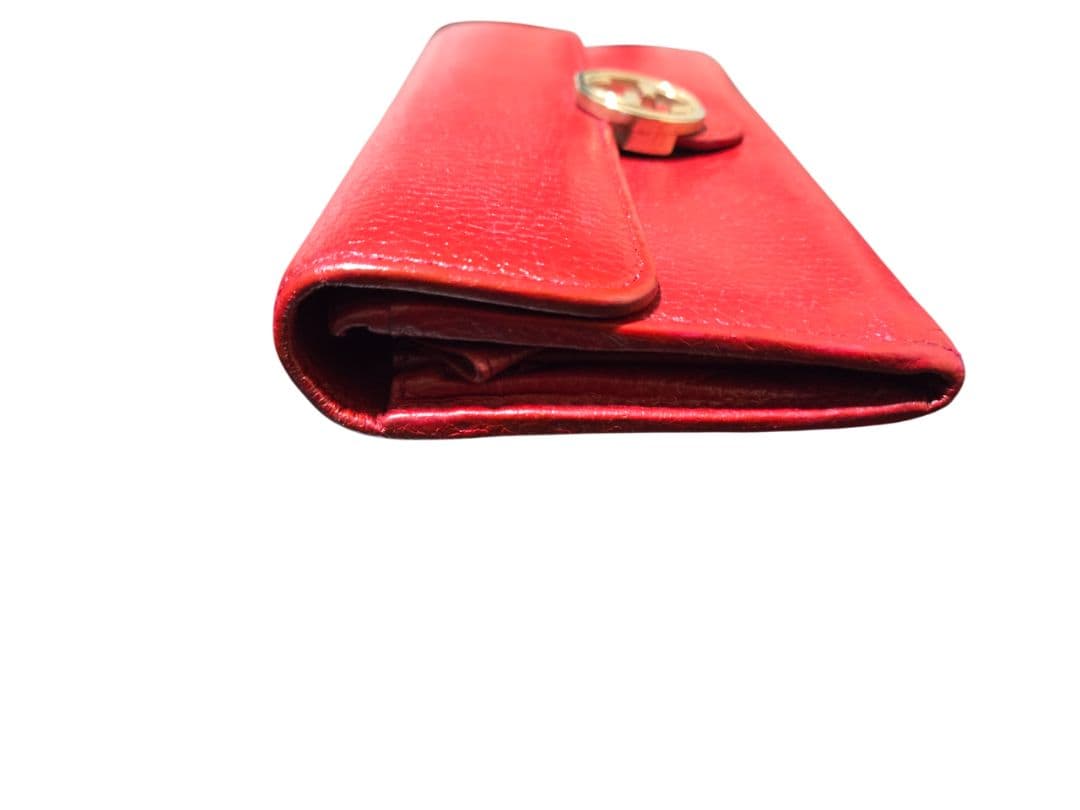 GUCCI　615524　インターロッキング　長財布　レッド