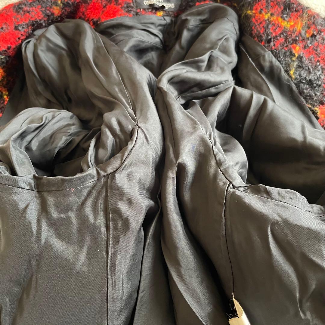 【美品】2002年製トリココムデギャルソン　ポンチョ型モヘヤジャケット　チェック