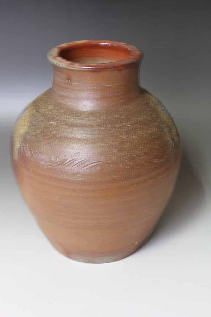 木村陶峰　備前焼壺　共箱　古陶磁　花器　在印有り　古美術品