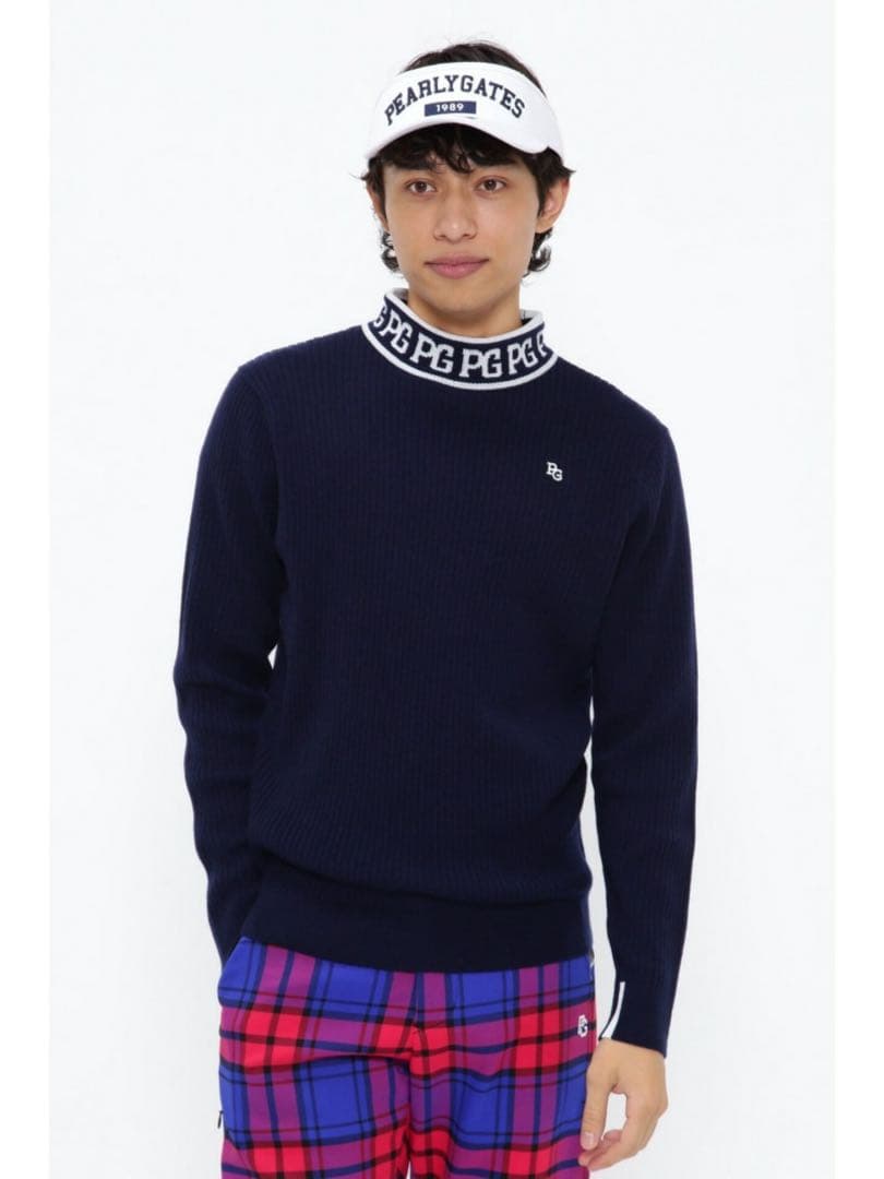 【新品】パーリーゲイツ ウール＆カシミヤ ニットプルオーバー ネイビー サイズ２