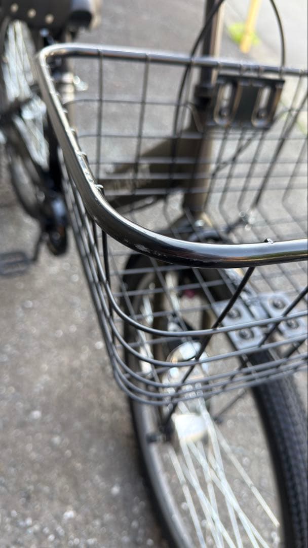 【引き取り限定】TURBULIGHT シティサイクル カーキ　前カゴ・ライト付き