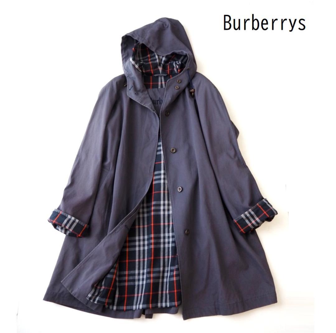 Burberrys バーバリー 90s 裏ノバチェック Aライン コート ナス紺