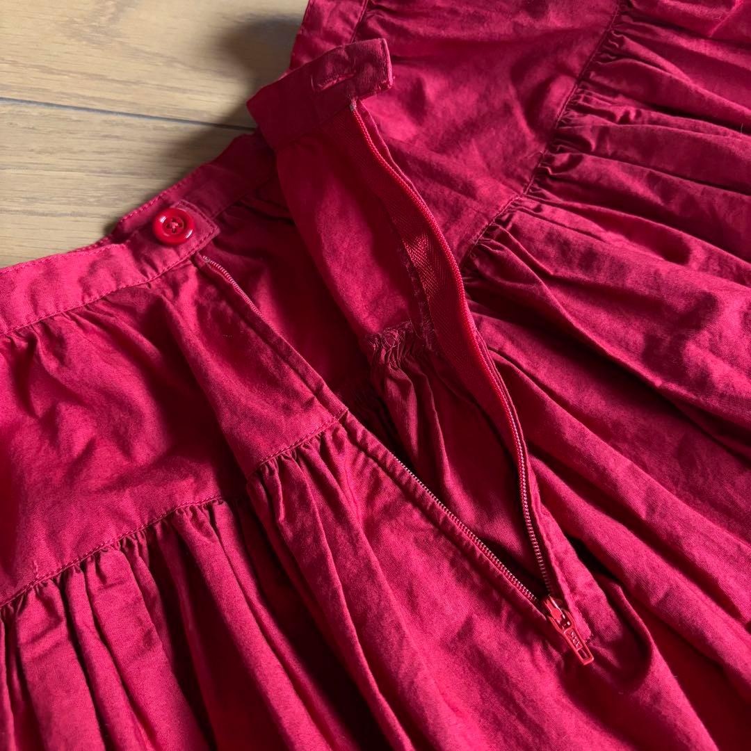 PINK HOUSE 裾フリルロングスカート ピコフリル ロングスカート レッド