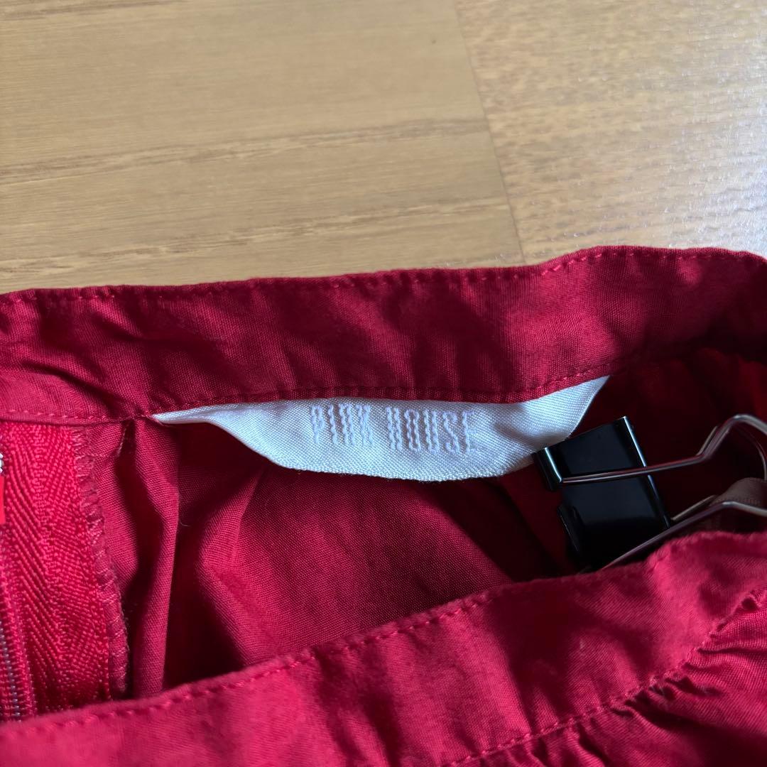 PINK HOUSE 裾フリルロングスカート ピコフリル ロングスカート レッド