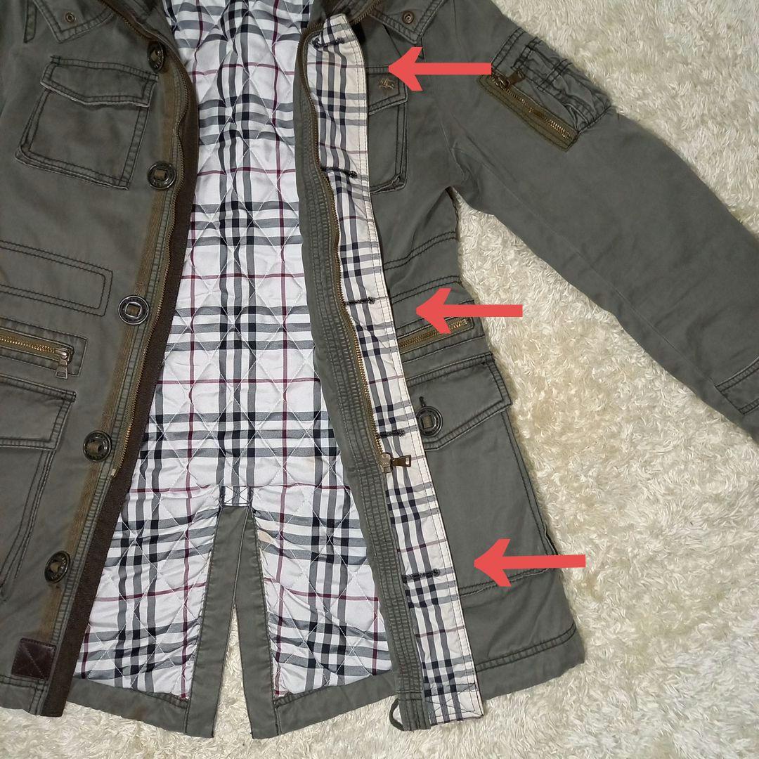 バーバリー　ブラックレーベル　リアルファー付き　モッズコート　サイズM