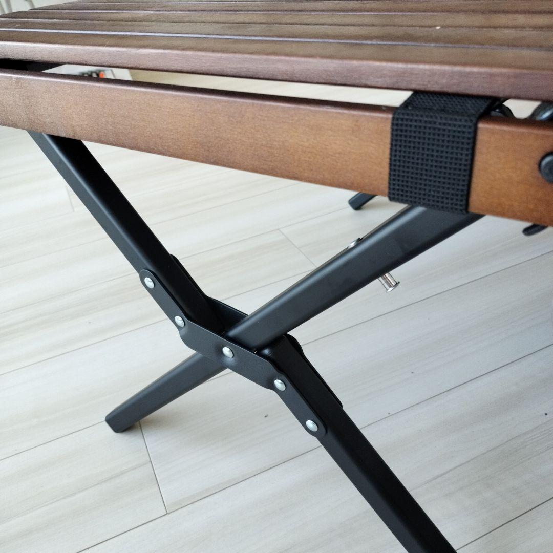 【Hy】クイックキャンプ 折りたたみ スリムウッドロールテーブル 120