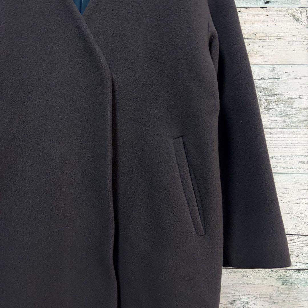 ☆ほぼ未使用☆NBB×MANTECOノーカラーVコート　チャコール　Mサイズ