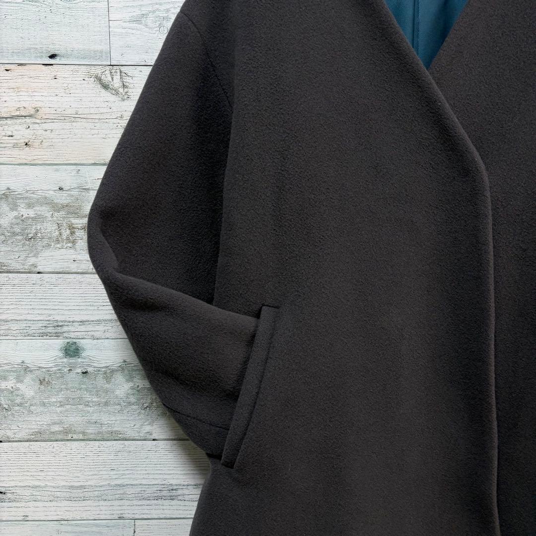 ☆ほぼ未使用☆NBB×MANTECOノーカラーVコート　チャコール　Mサイズ