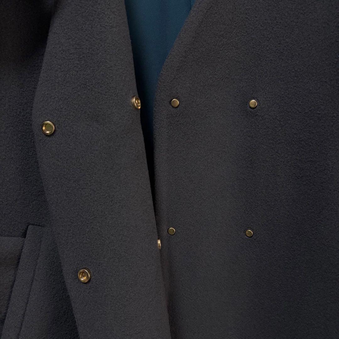 ☆ほぼ未使用☆NBB×MANTECOノーカラーVコート　チャコール　Mサイズ