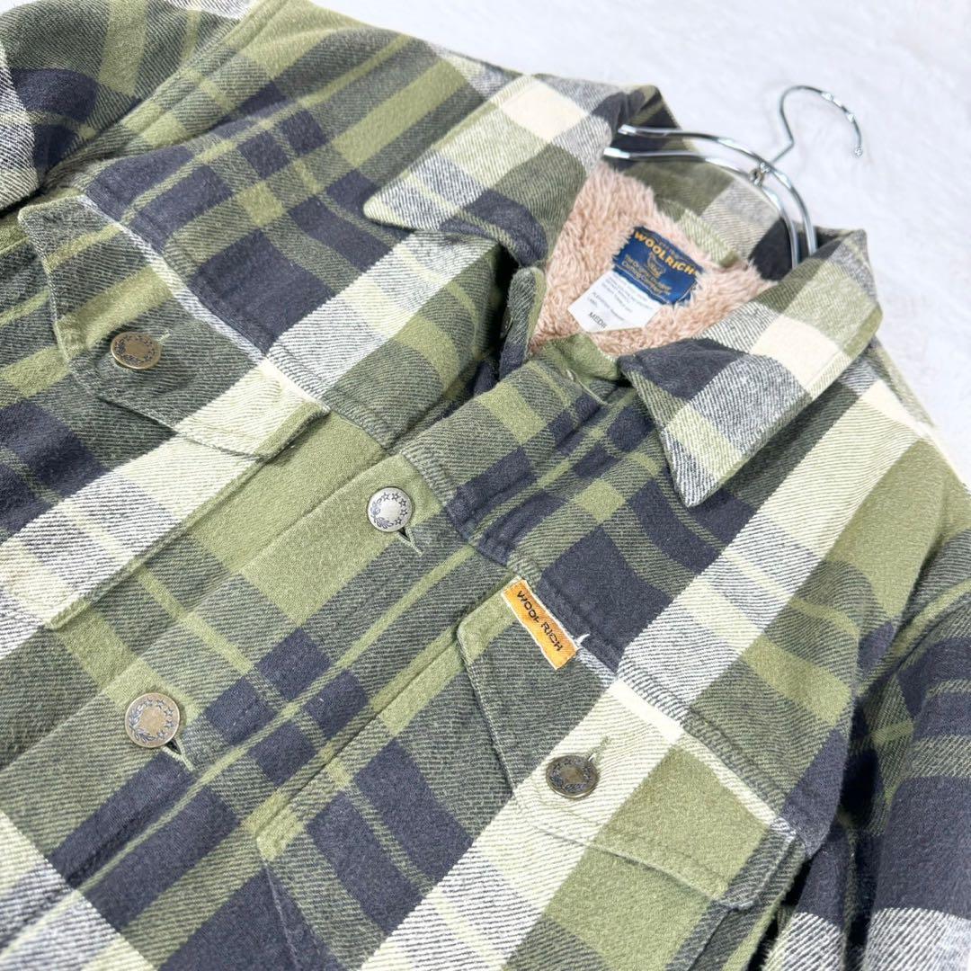 専用】WOOLRICH 裏ボアジャケット チェックシャツネルシャツ グリーンM