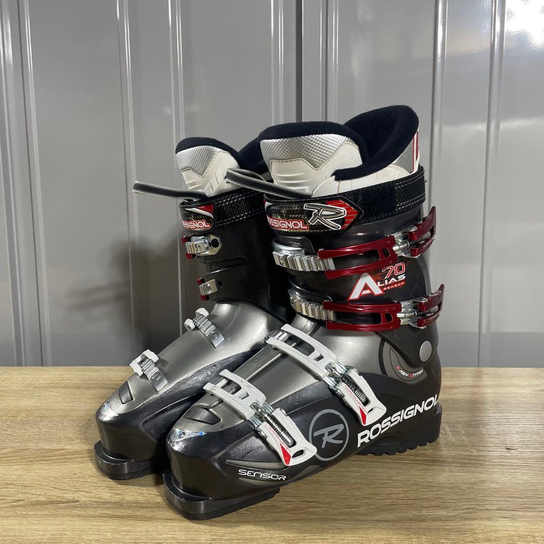 SALOMON162cm ROSSIGNOL26.5cmストック付きスキーセット