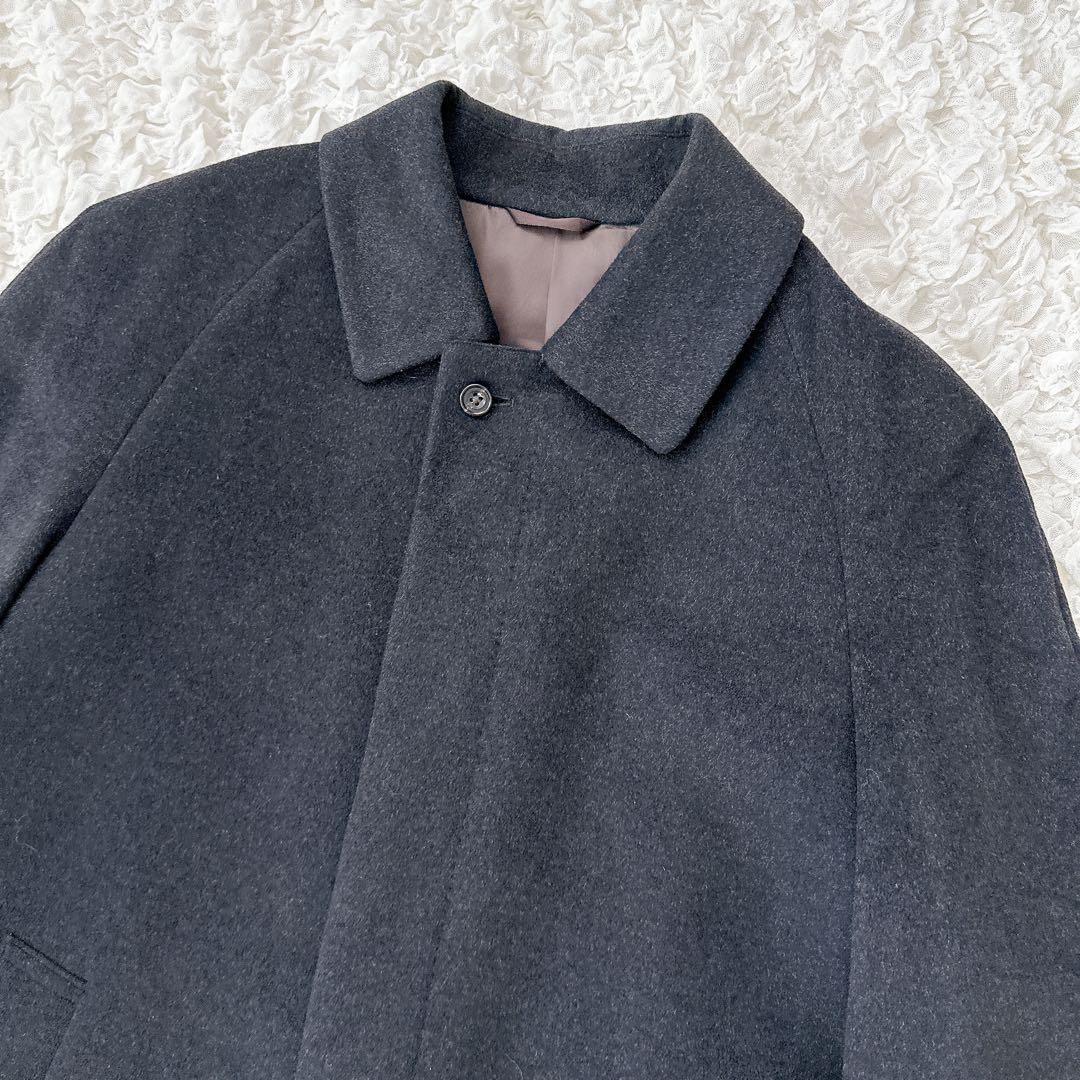【美品】五大陸　ステンカラーコート　カシミア100％　比翼　濃灰　Lサイズ