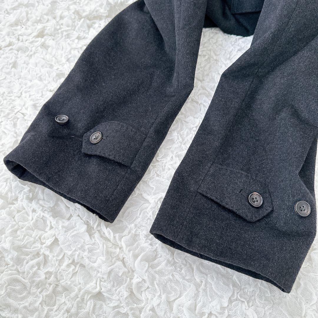 【美品】五大陸　ステンカラーコート　カシミア100％　比翼　濃灰　Lサイズ