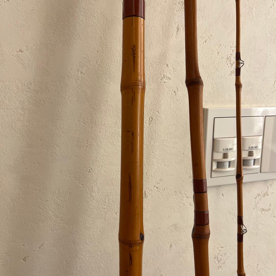 石鯛和竿　竿敏作　３本半継ぎ竹竿　石鯛竿