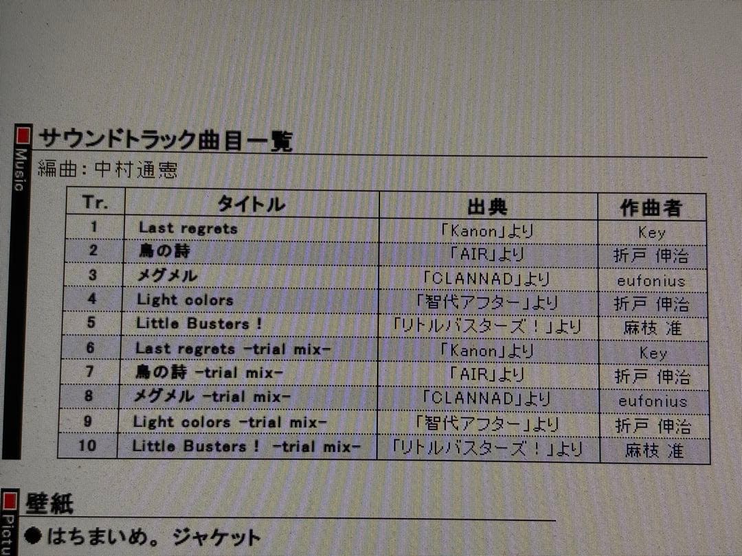 はちまいめ。 ゲル研 同人音楽CD Keyアレンジサントラ