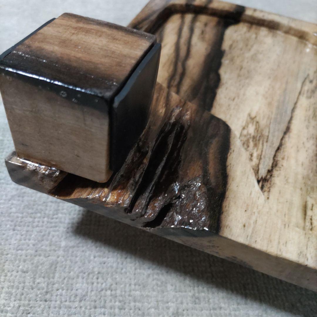 黒柿 くり抜き手作りへらお膳 ヘラお膳 左用