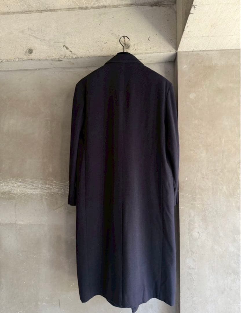 ネイビー ダブルブレスト ロングコート