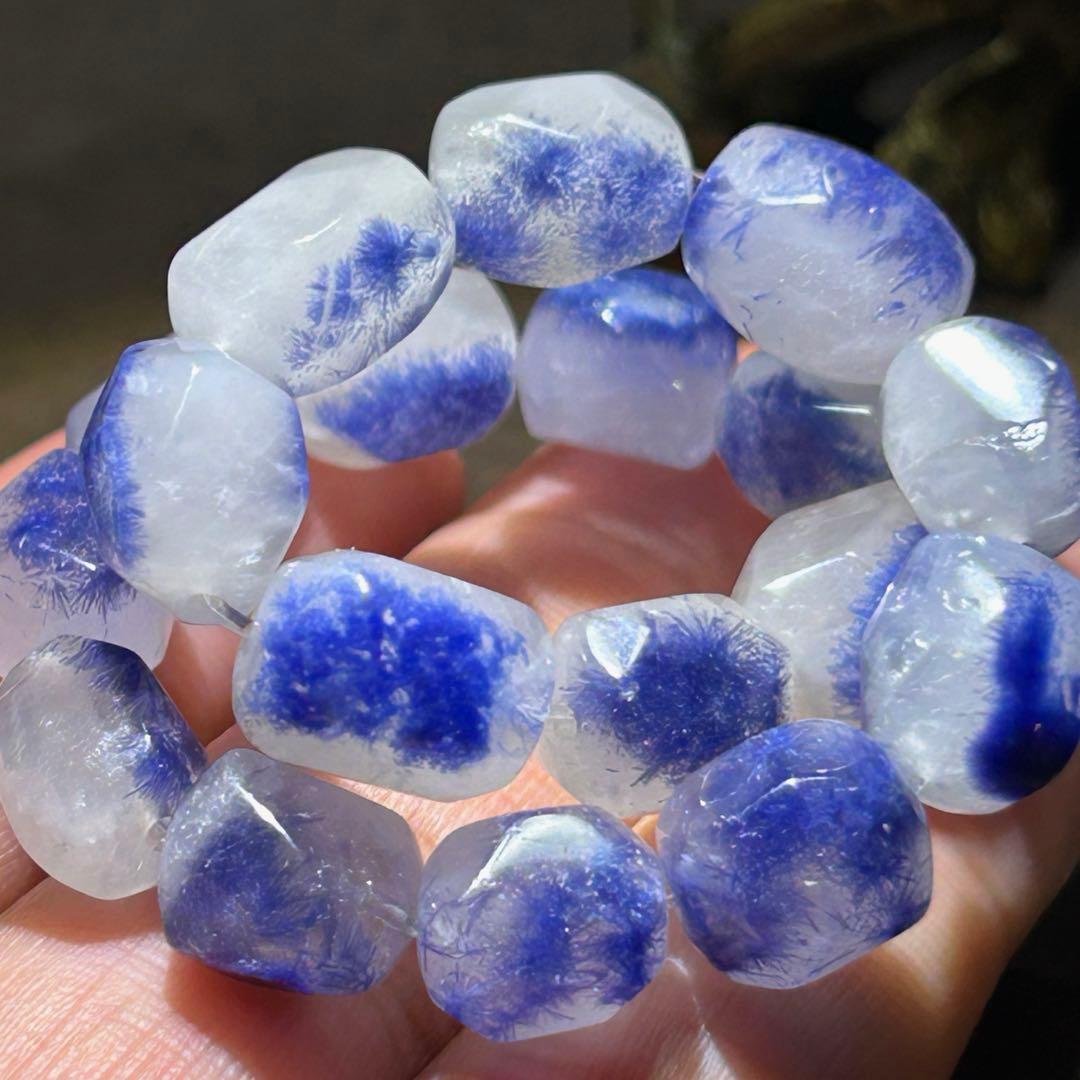 ☆別格高級品！デュモルチェライトインクォーツ ブレス　来福開運秘宝⑧！神秘