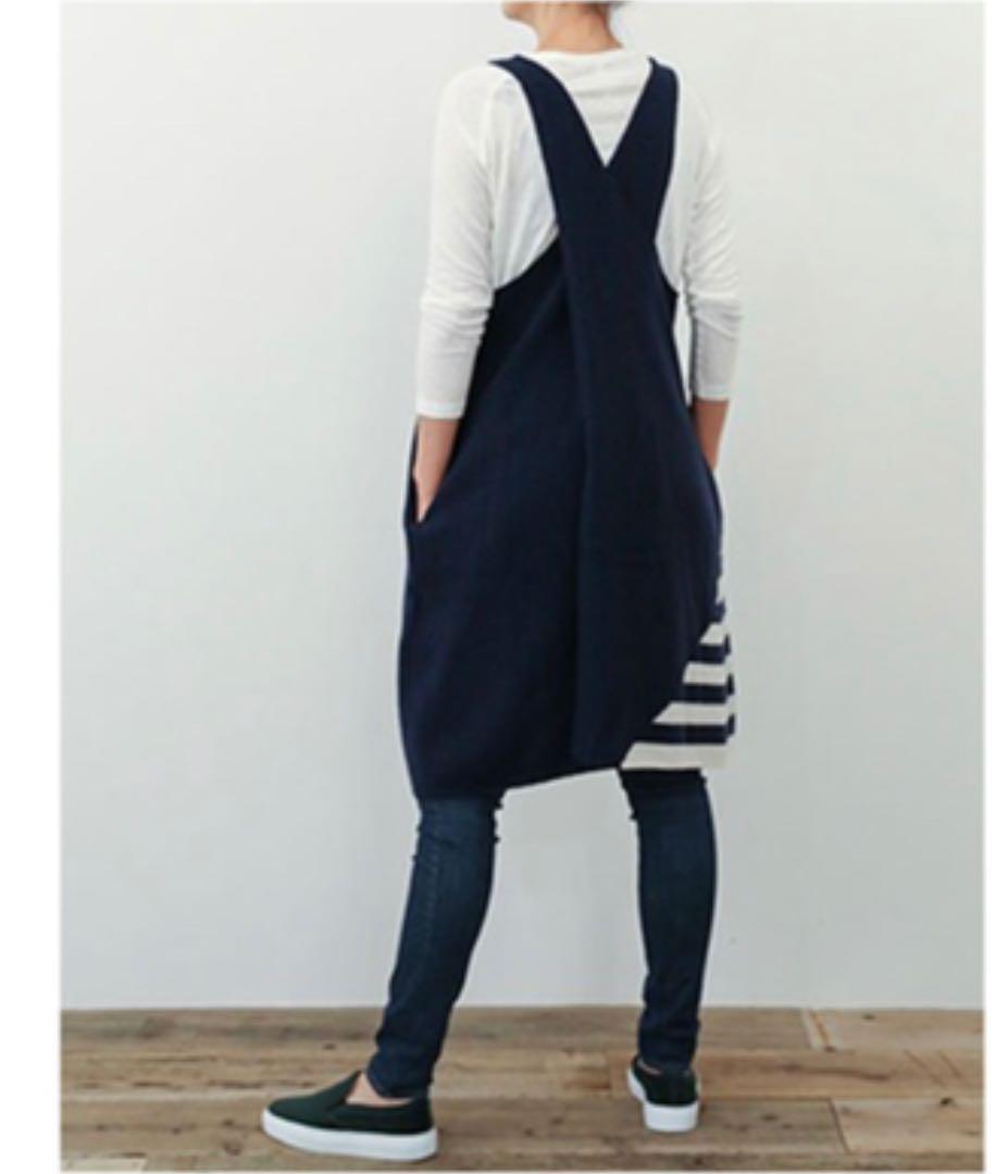 KNIT TUNIC APRON simply ネイビー ニットエプロン 新品