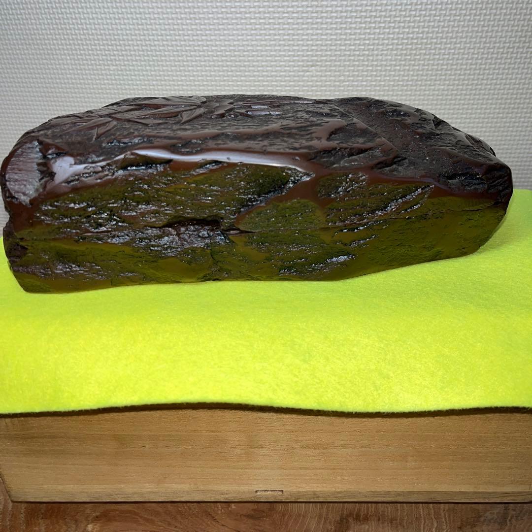 ⭕️赤間硯　新品美品　柳猛作　柳井赤間硯製作所　共蓋付き　工藝　3.5kg超