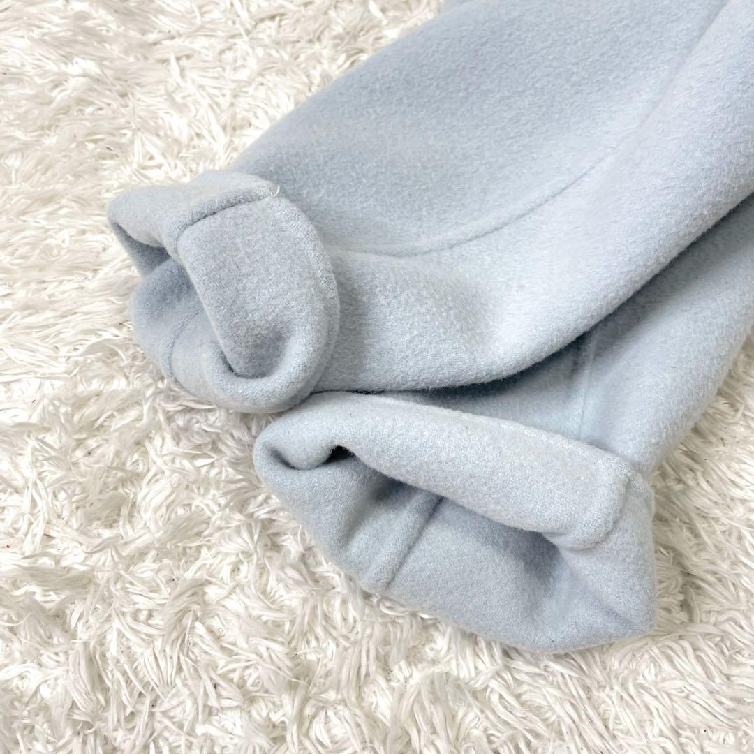 ユナイテッドアローズ ダブルフェイスフーデッドコート ロング ベルト 水色 38