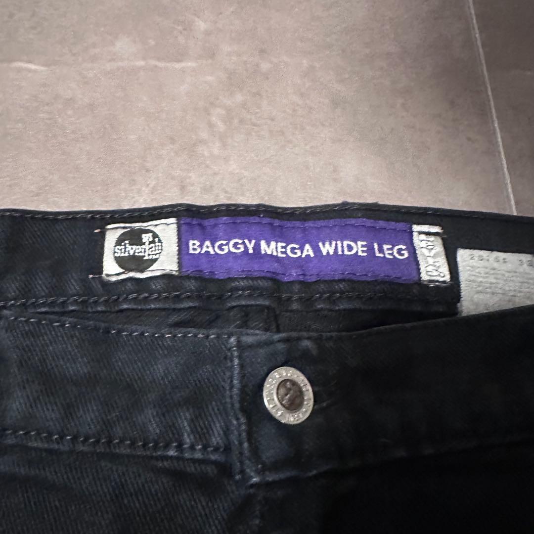 90s シルバータブ　ブラック　黒　デニム　パンツ　usa製 baggy 後染め
