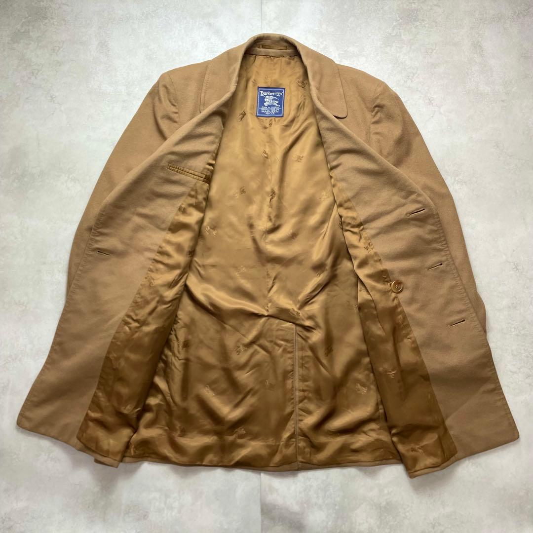 希少 良品 バーバリー ダブルチェスターコート くるみ釦 裏地総柄 キャメル L