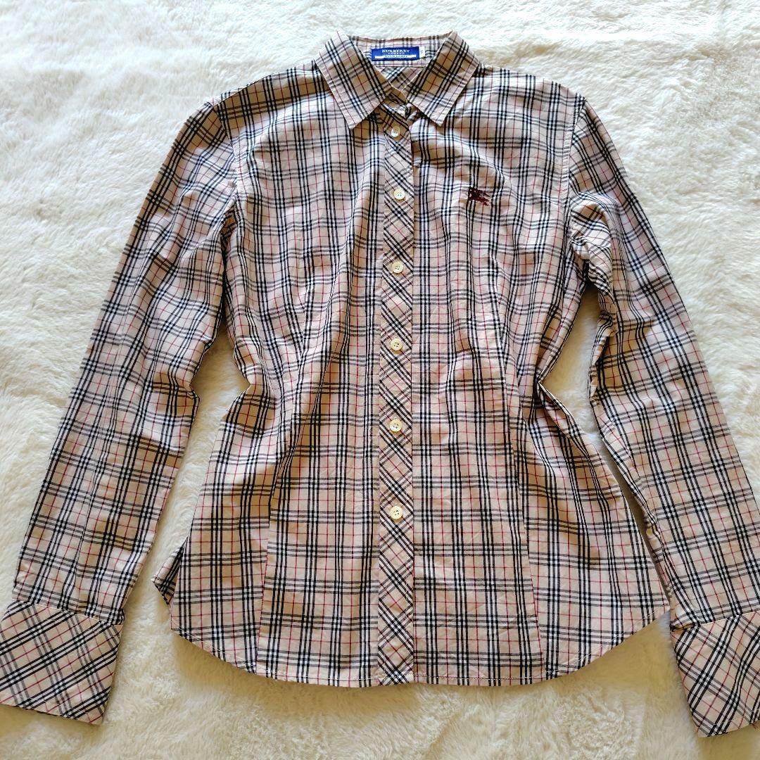 ☆バーバリーブルーレーベル ノバチェックシャツ 長袖 ホースロゴ 40