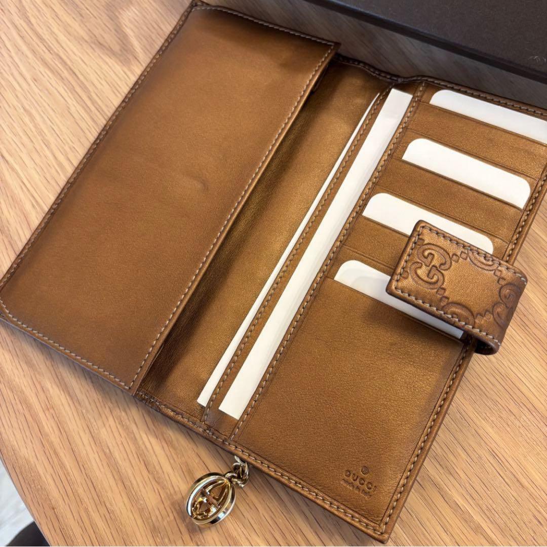 GUCCI GGパターン ブラウンレザー 財布 長財布