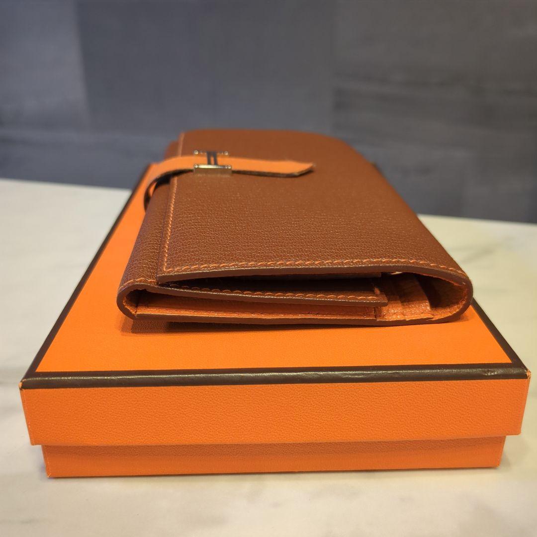 エルメス　ベアン2PLIS オレンジ&ブラウン□M刻印2009 シルバー金具