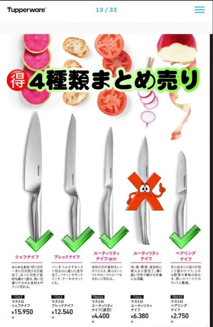 Tupperware タッパーウェア マストロナイフ　シェフナイフ