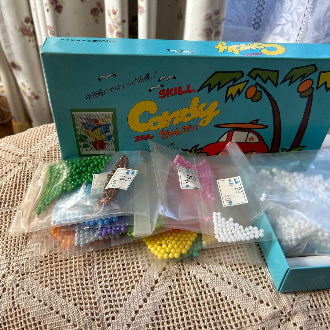 昭和レトロ ビーズのれん スキルキャンディ 玉のれん タペストリー