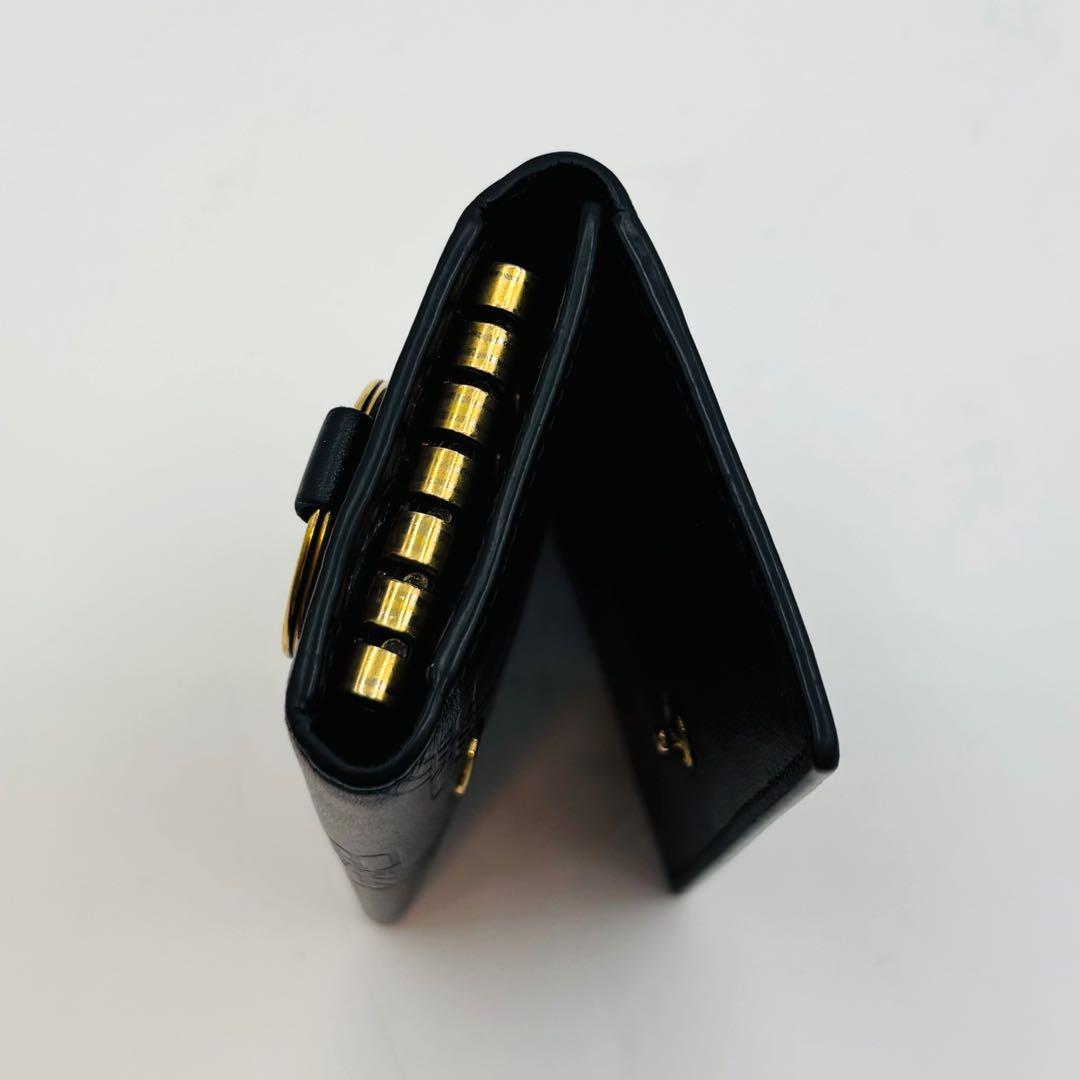 【美品】バレンシアガ キーケース 6連 レザー BB柄 ゴールドロゴ ブラック