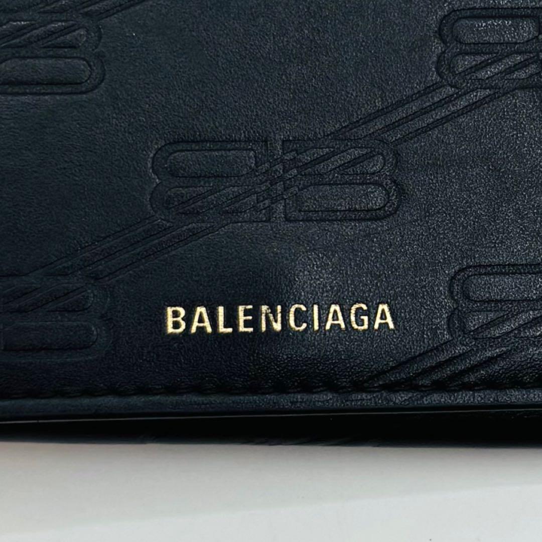 【美品】バレンシアガ キーケース 6連 レザー BB柄 ゴールドロゴ ブラック