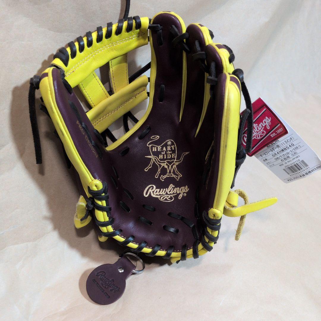 ローリングス:軟式用グラブ:右投げ:一般大人用:チョコ/イエロー:11.5インチ