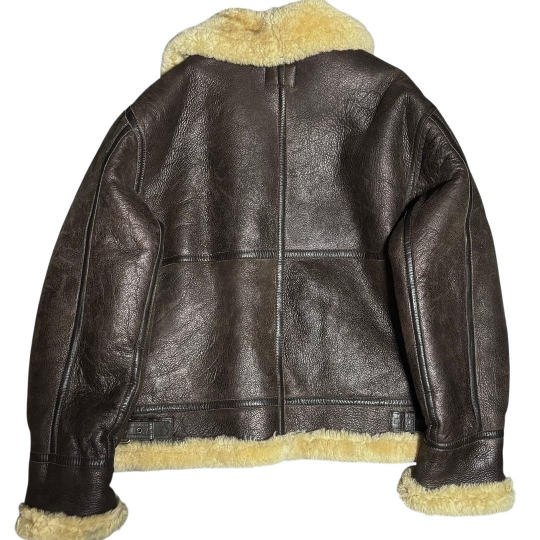 雰囲気抜群 B-3 リアルムートン ボマージャケット ブラウン 本革 Lサイズ
