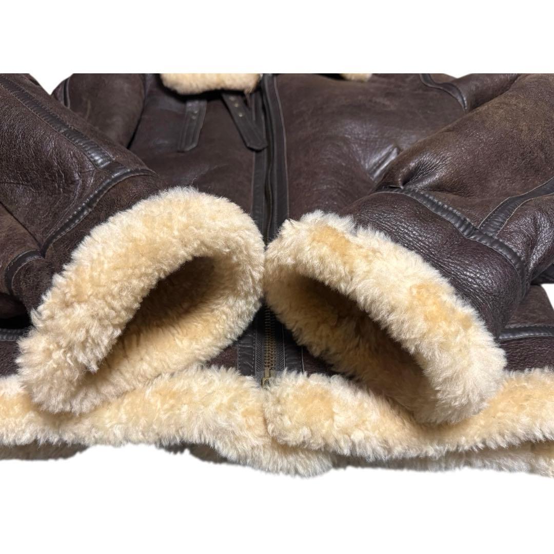 雰囲気抜群 B-3 リアルムートン ボマージャケット ブラウン 本革 Lサイズ