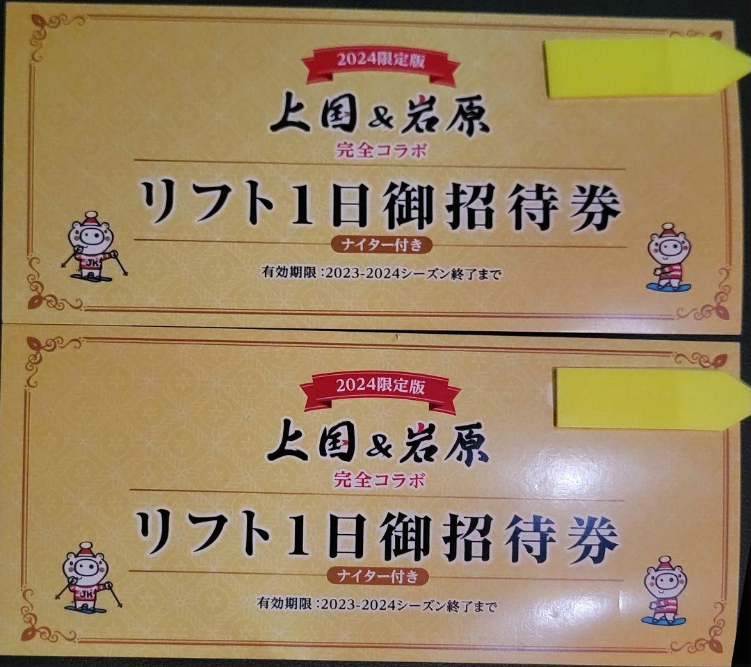 上越国際スキー場 岩原スキー場 ナイター付きリフト券 2枚セット 上国