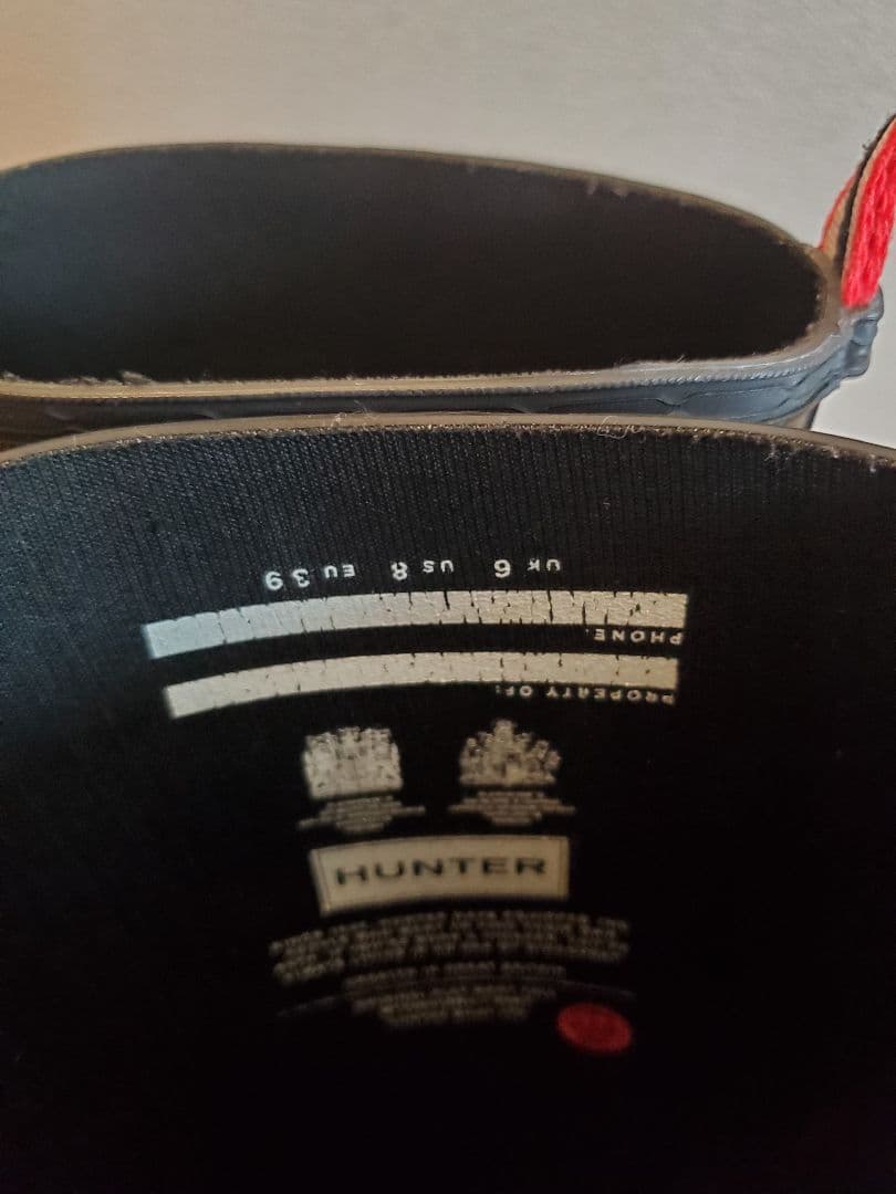 HUNTER ブラックラバーブーツ インナーソックス付き