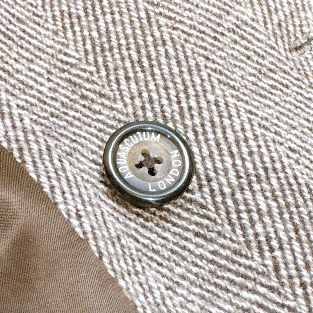 新品同様✨　アクアスキュータム　チェスターコート　ダブル　ヘリンボーン　カシミヤ