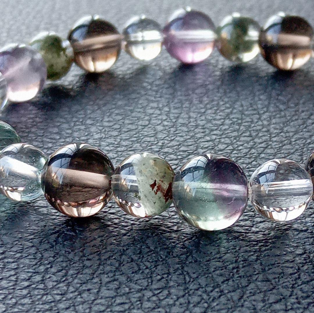 ひな様3点No2454☆オージャイトガーネットインクォーツ☆天然石ブレスレット