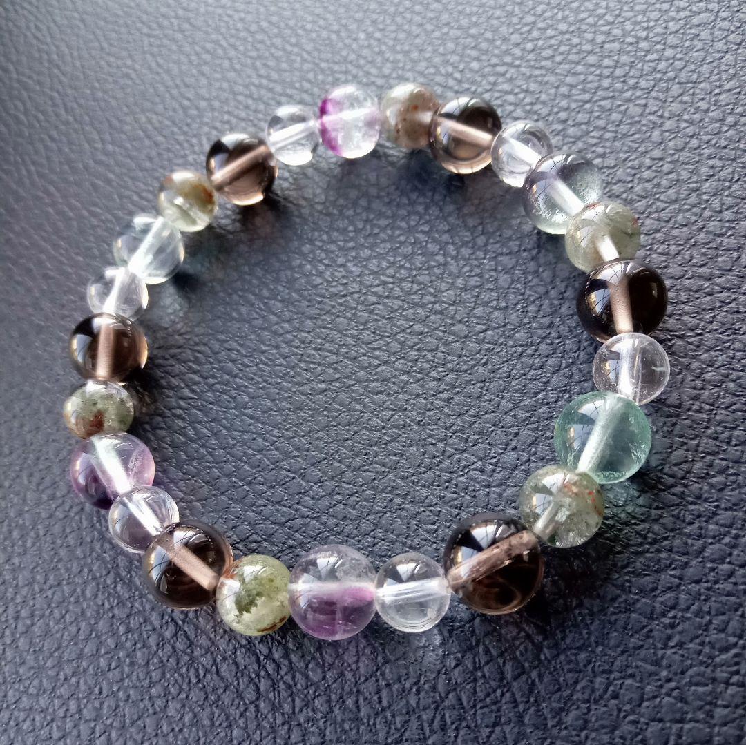 ひな様3点No2454☆オージャイトガーネットインクォーツ☆天然石ブレスレット