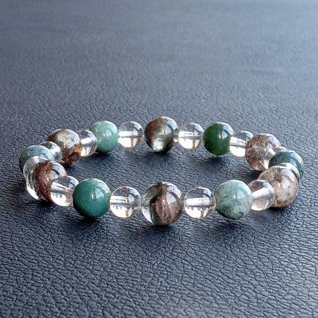 ひな様3点No2454☆オージャイトガーネットインクォーツ☆天然石ブレスレット