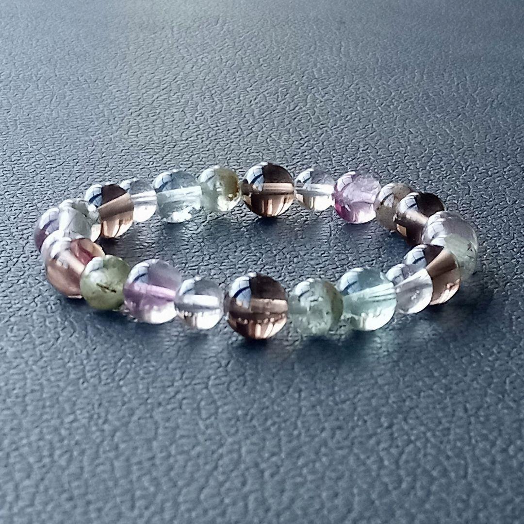 ひな様3点No2454☆オージャイトガーネットインクォーツ☆天然石ブレスレット